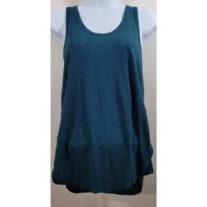 Lush Green Blue Slub Knit Tank Top Small Lightweight Soft Rounded Hem Sleeveless